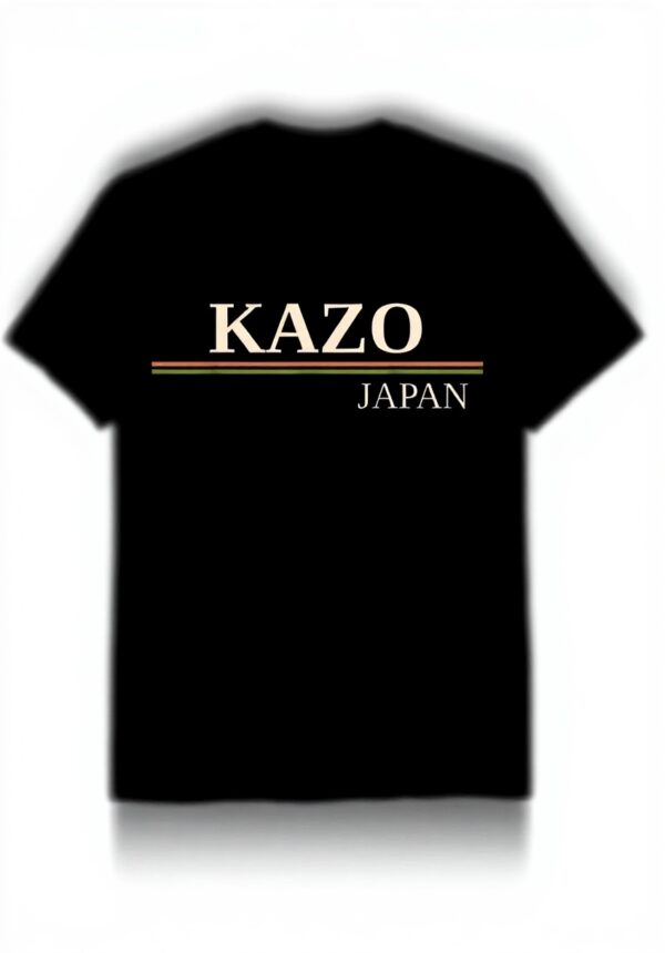 Kazo Giappone Maglietta Uomo Leggera Taglio Classico Nero