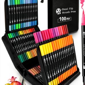 Penna a pennello 100 colori KAZATE modello WQS SCB 100 doppia punta-0