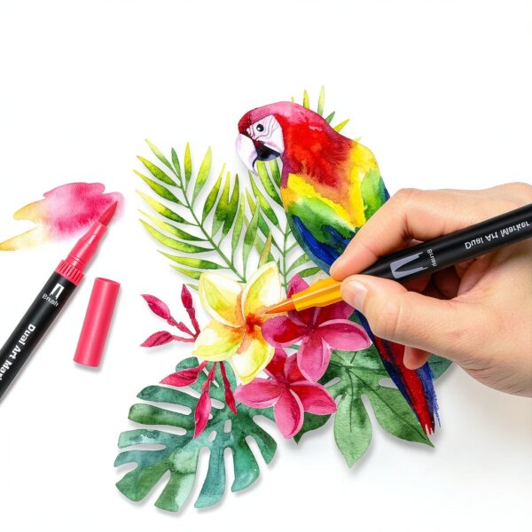 Penna a pennello 100 colori KAZATE modello WQS SCB 100 doppia punta-3