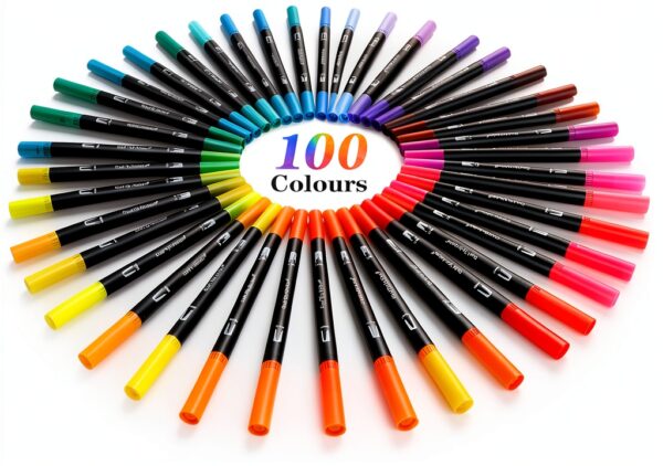 Penna a pennello 100 colori KAZATE modello WQS SCB 100 doppia punta-1