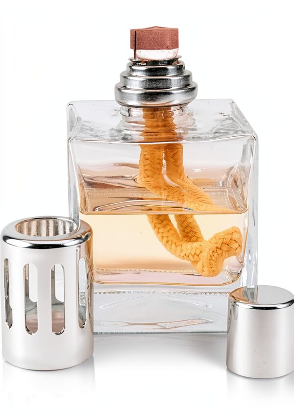 Lampada profumata KAZIS cubo in vetro argento 150 ml 7x7x12 cm-1