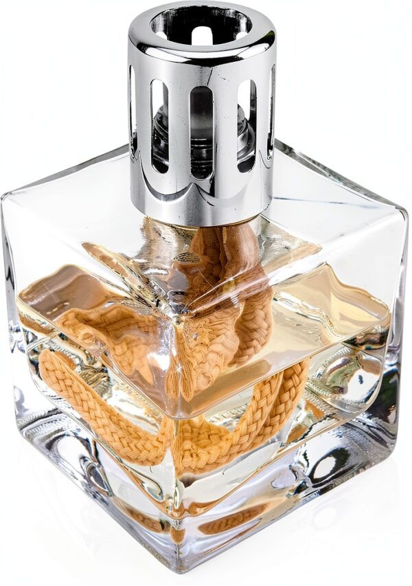 Lampada profumata KAZIS cubo in vetro argento 150 ml 7x7x12 cm-0
