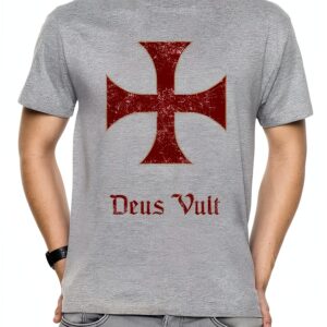 Deus Vult Crusader Cross Erido T-Shirt Grigio L Regular Fit-0