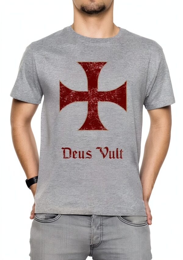Deus Vult Crusader Cross Erido T-Shirt Grigio L Regular Fit-0