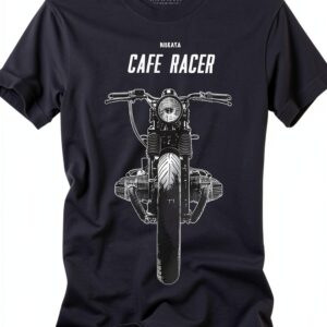 Maglietta Uomo MAKAYA Cafe Racer R100 T-Shirt Moto Grigio Blu-0