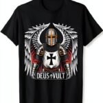 Cavaliere Templare Maglietta Crusader Deus Vult – Design Crociato-0