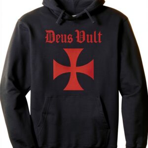 Deus Vult Croce del Tempio Felpa con Cappuccio Unisex-0