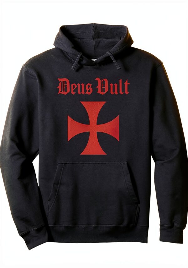 Deus Vult Croce del Tempio Felpa con Cappuccio Unisex-0