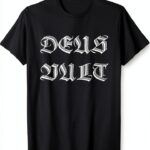 T-shirt bianca Deus Vult Old Medieval Font - Maglietta uomo leggera-0