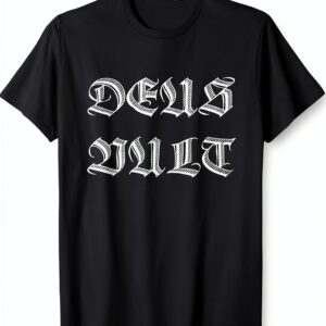 T-shirt bianca Deus Vult Old Medieval Font - Maglietta uomo leggera-0