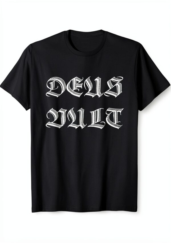 T-shirt bianca Deus Vult Old Medieval Font - Maglietta uomo leggera-0