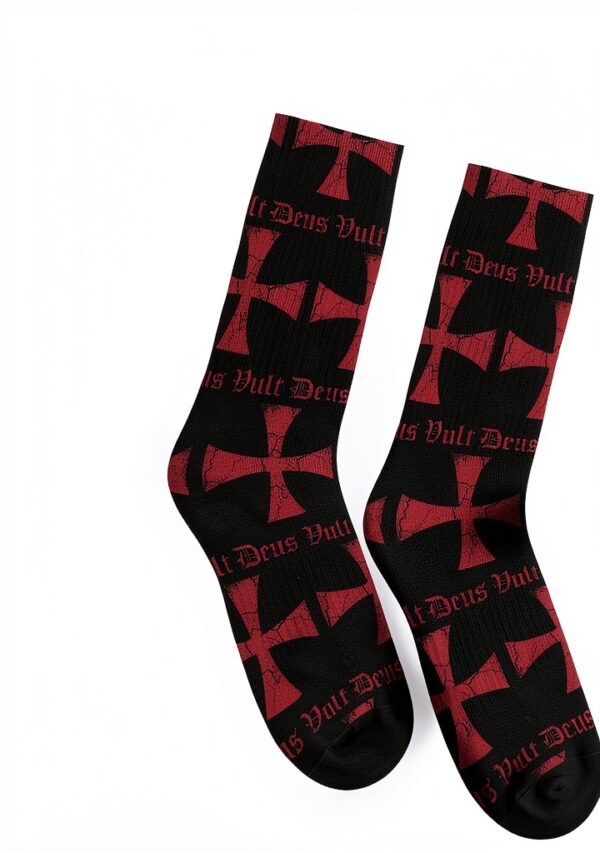 Deus Vult Calzini Mid-Calf Templar Cross Unisex Nero Taglia Unica-3