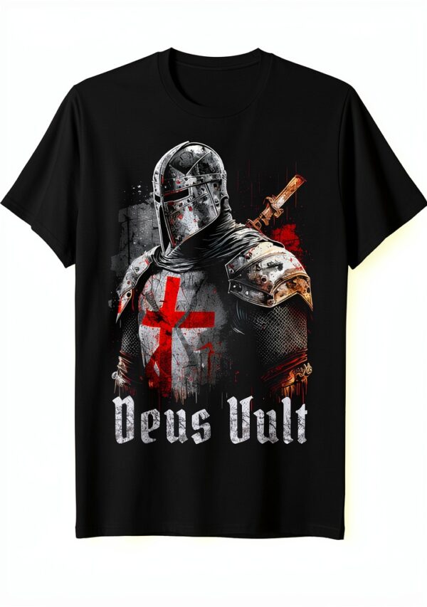 Deus Vult Maglietta Medievale Cavaliere Templare Crociato Leggera-0