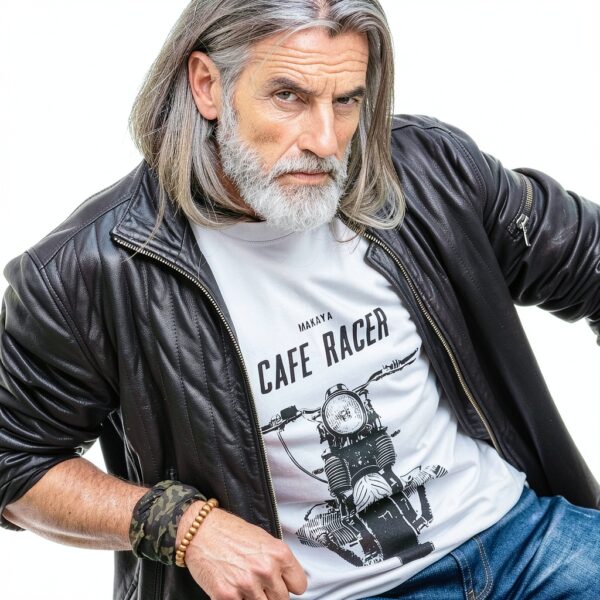 Maglietta Uomo MAKAYA Cafe Racer R100 T Shirt Moto Fit Multicolore-1