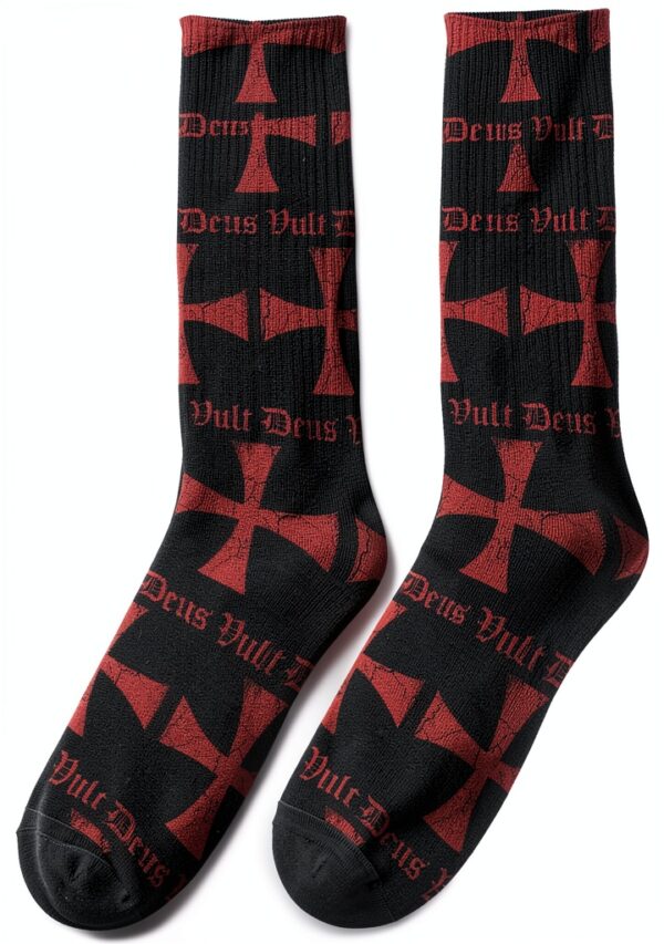Deus Vult Calzini Mid-Calf Templar Cross Unisex Nero Taglia Unica-5