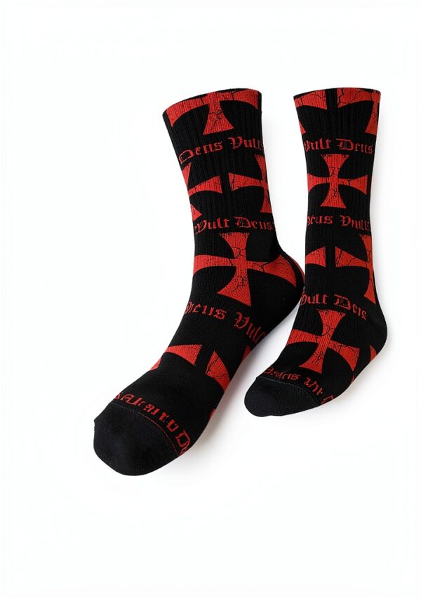 Deus Vult Calzini Mid-Calf Templar Cross Unisex Nero Taglia Unica-2