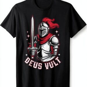 Cavaliere Deus Vult Maglietta Uomo Leggera Design Templare-0