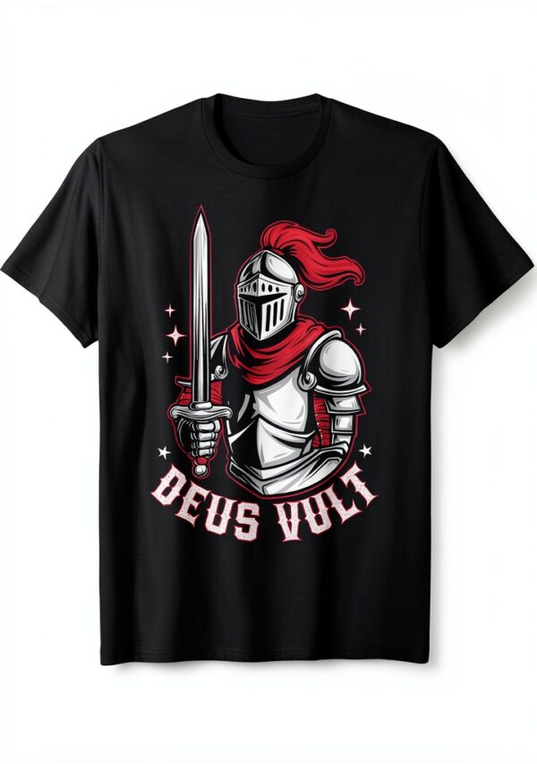 Cavaliere Deus Vult Maglietta Uomo Leggera Design Templare-0