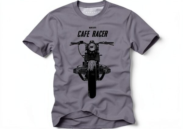 Maglietta Uomo MAKAYA Cafe Racer R100 T-Shirt Moto Grigio Blu-0