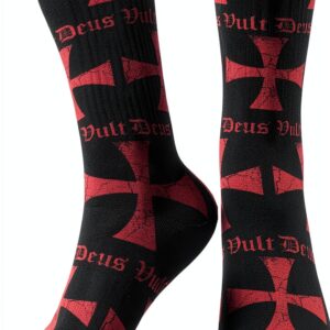 Deus Vult Calzini Mid-Calf Templar Cross Unisex Nero Taglia Unica-0
