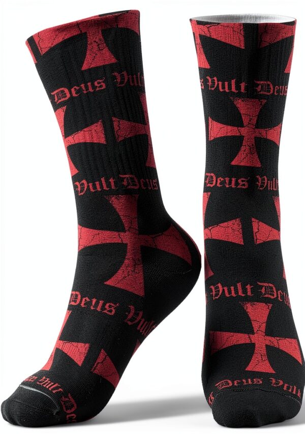 Deus Vult Calzini Mid-Calf Templar Cross Unisex Nero Taglia Unica-0