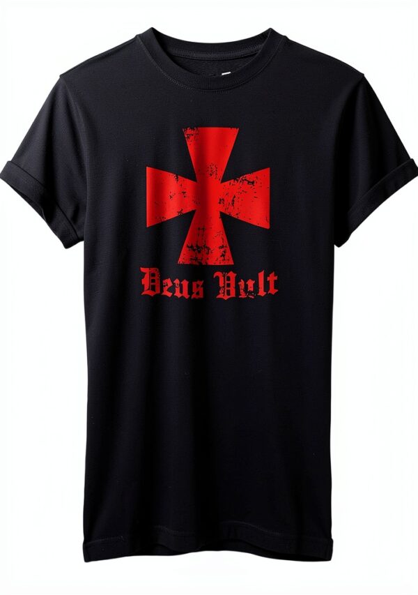 iMage T‑shirt Dio Lo Vuole Deus Vult Crociati Templari – Cotone-0