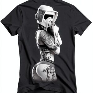 MAKAYA Stormtrooper Tattoo T Shirt Uomo Maglietta Nera Regular Fit-0