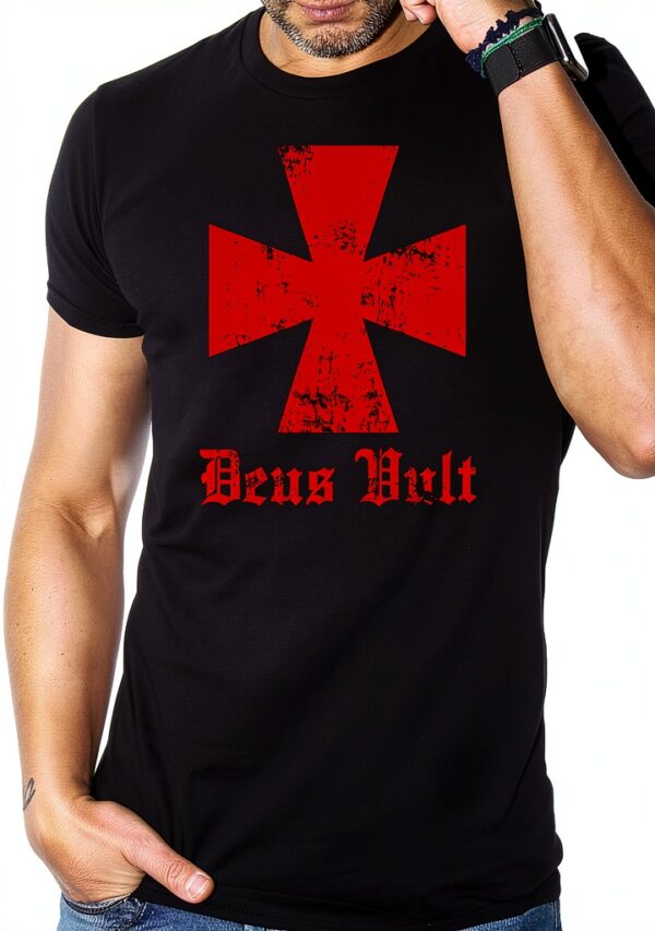 iMage T‑shirt Dio Lo Vuole Deus Vult Crociati Templari – Cotone-1