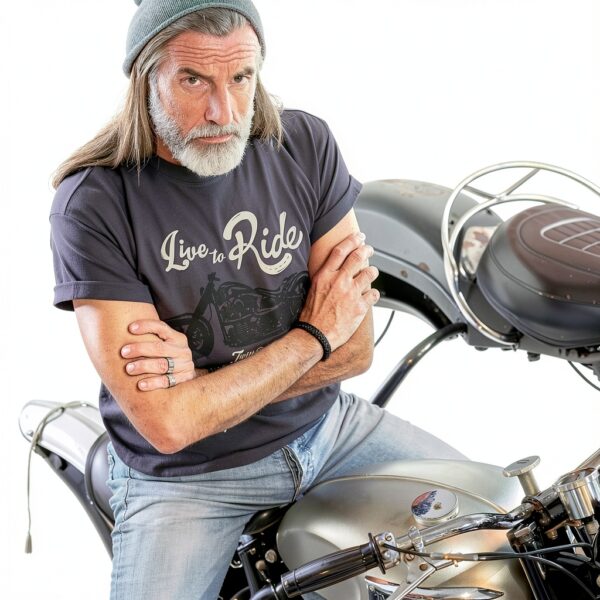 MAKAYA Live TO Ride Maglietta Biker Uomo Regular Fit Grigio-1