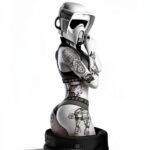MAKAYA Stormtrooper Tattoo T Shirt Uomo Maglietta Nera Regular Fit-0