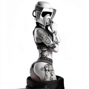MAKAYA Stormtrooper Tattoo T Shirt Uomo Maglietta Nera Regular Fit-0