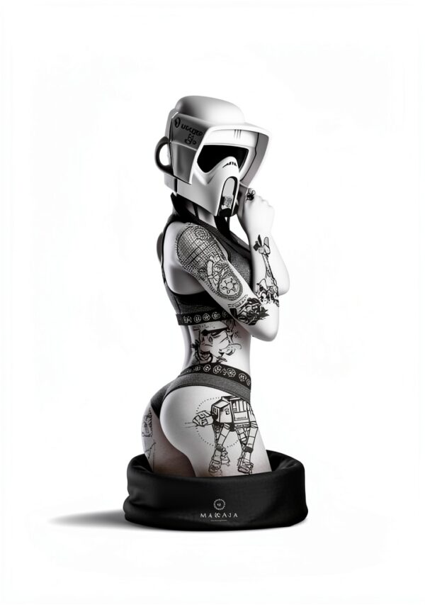 MAKAYA Stormtrooper Tattoo T Shirt Uomo Maglietta Nera Regular Fit-0