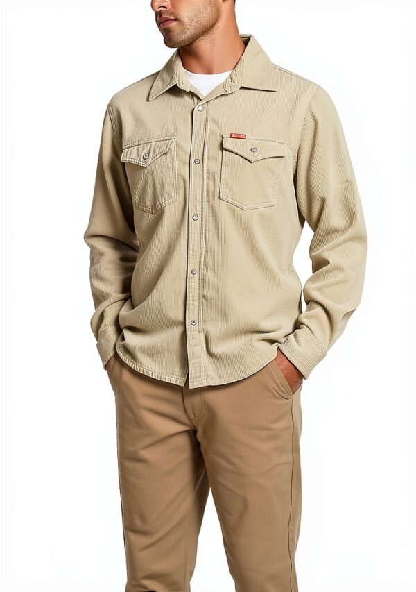 Deus Ex Machina camicia in velluto bianca Western Cord Shirt-6