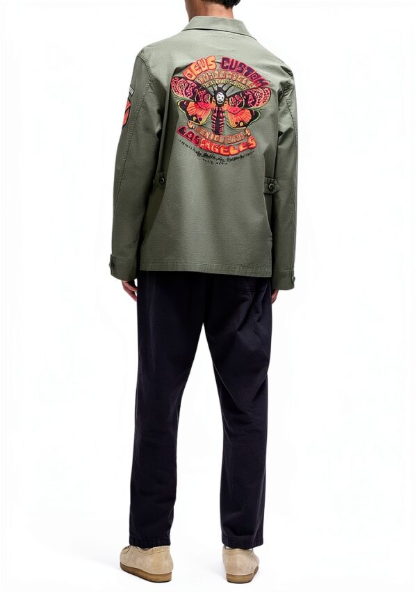 Deus D261MSH313 Giacca Verde Relaxed Fit con Ricami e Bottoni Corozo-4