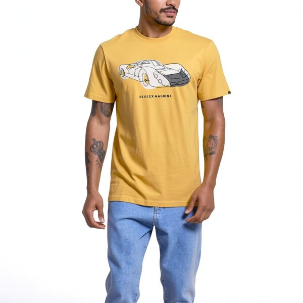 Deus Ex Machina Maglietta Stampa Automobile Gialla 908 Tee, Cotone-6
