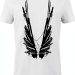 GoZoo Deus Ex T-Shirt Uomo Icarus Wings 100% Cotone Bianca M-0