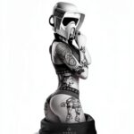 MAKAYA Stormtrooper Tattoo T Shirt Uomo Maglietta Nera Regular Fit-0
