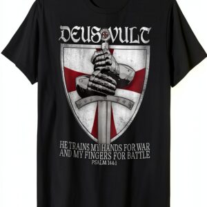 T-shirt Deus Vult Maglietta Templar Knights Leggera Taglio Classico-0