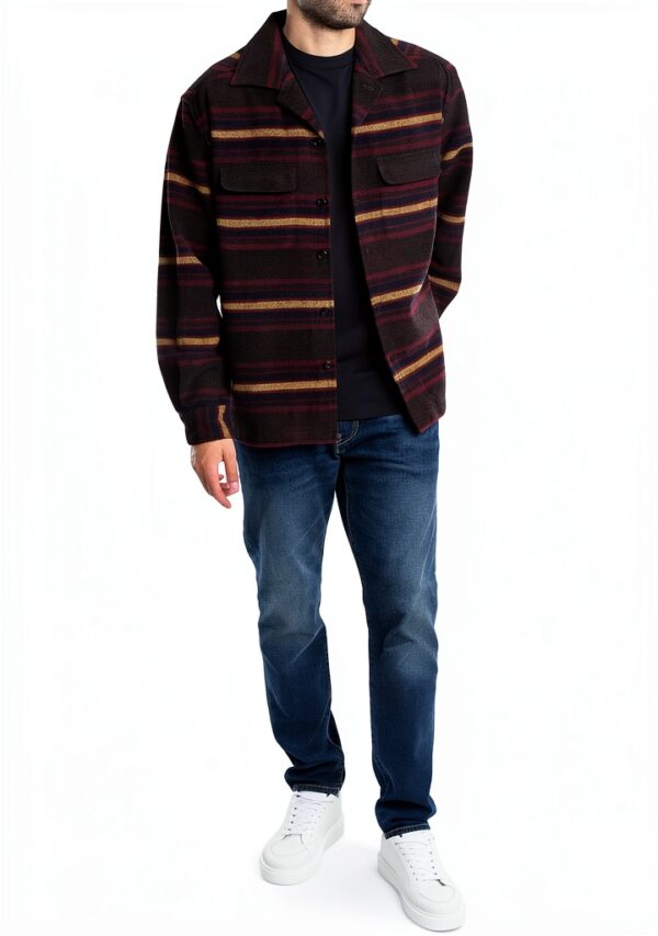 Deus Ex Machina camicia in lana a righe Moto Stripe Shirt-4