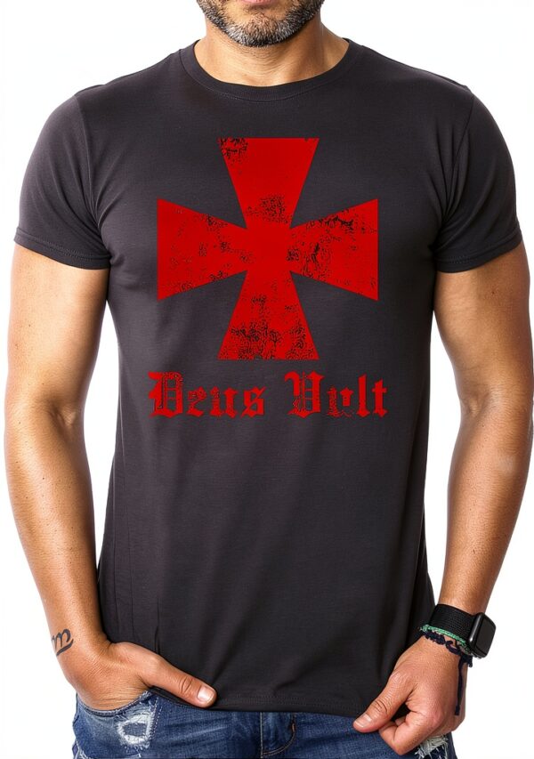 iMage T‑shirt Dio Lo Vuole Deus Vult Crociati Templari – Cotone-1