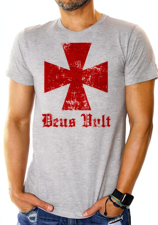 iMage T‑shirt Dio Lo Vuole Deus Vult Crociati Templari – Cotone-1