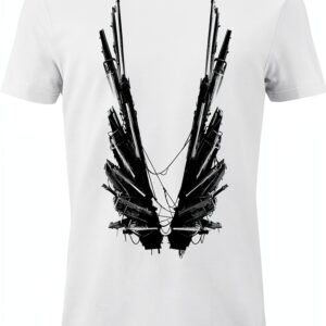 GoZoo Deus Ex T-Shirt Uomo Icarus Wings 100% Cotone Bianca XL-0